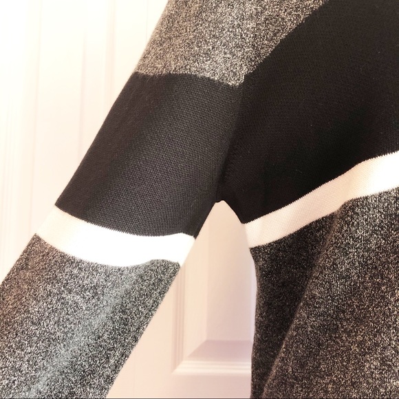 H&M Charcoal Gray Stripe Print 1/4 Zip Sweater Pullover Small - Picture 10 of 16